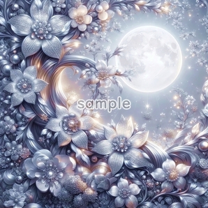 A3 350dpi 宝石花 銀 オリジナル絵イラスト著作権フリー画像素材 42P Flower silver Original picture image material copyright free