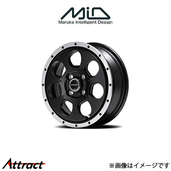 MID ロードマックス WO7 アルミホイール 1本 ルークス B44A(15×4.5J 4-100 INSET45 セミグロスブラック/フランジDC)ROADMAX WO7