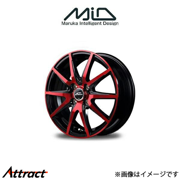 MID シュナイダー DR02 アルミホイール 4本 ミラージュ A05A/A03A(14×4.5J 4-100 INSET45 ブラックポリッシュ+レッドクリア)SCHNEIDER