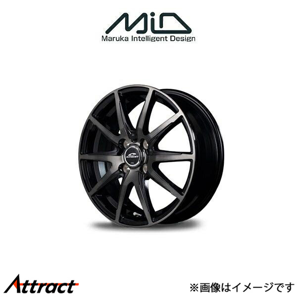 MID シュナイダー DR02 アルミホイール 1本 ワゴンR MH34/MH44(12×3.5B 4-100 INSET42 ブラックポリッシュ+ブラッククリア)SCHNEIDER