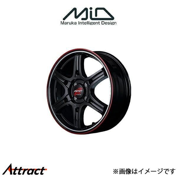 MID RMPレーシング R60 アルミホイール 1本 マーチNISMO/NISMO S 13系(16×6J 4-100 INSET43 クリスタルブラック/レッド&クリア)RMP RACING