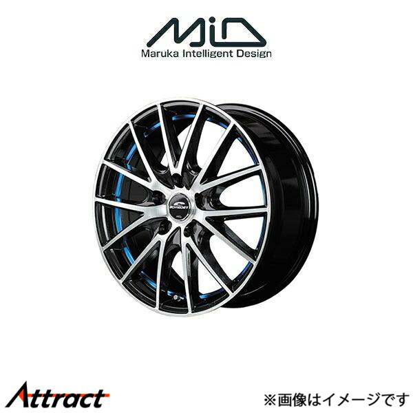 MID シュナイダー RX27 アルミホイール 1本 ek-X EV B5AW(15×4.5J 4-100 INSET45 ブラック/ブルー)SCHNEIDER