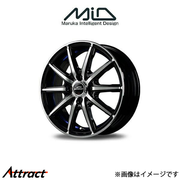 MID シュナイダー SX 2 アルミホイール 4本 スペーシア/スペーシアギア MK32/MK42(15×4.5J 4-100 INSET45 ブラック/ブルー)SCHNEIDER