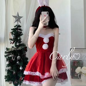 コスプレ セクシー コスチューム かわいい サンタ リボン レース うさ耳 鈴