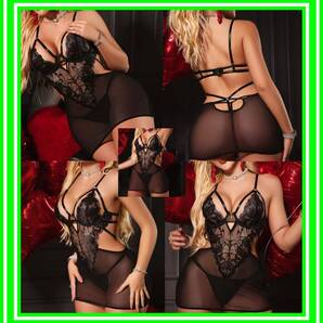 ★超素敵★ブラック★アンダーワイヤー★ベビードール★ミニスカートデザイン★大人可愛い★レースシースルー★MA111