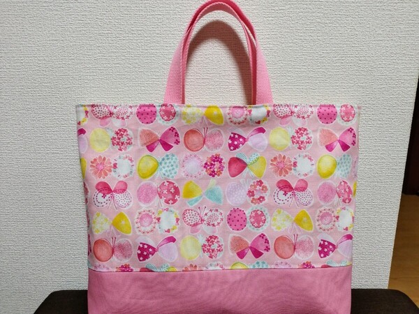 【現品限り】ピンクリボンちょうちょとオックスの大きなレッスンバック