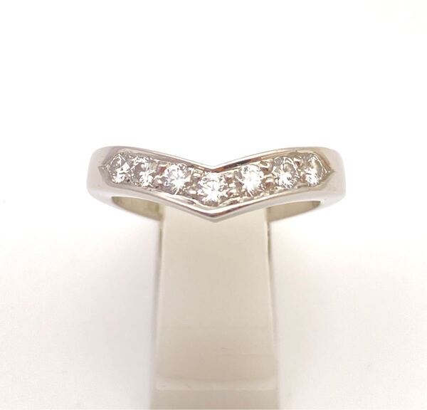 美品 TIFFANY & Co. ティファニー Pt950 Vバンドリング 7Pダイヤ 重量7.9g 正規箱