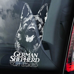 ◆送料無料【ジャーマン・シェパード ⑦】外張り カーステッカー 220×100mm 外貼り カー ステッカー 車 シール DOG ON BOAD 犬 D7 3157