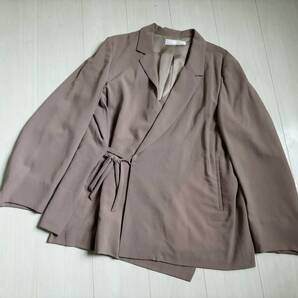 美品 ETHOSENS エトセンス STRING TAILORED JACKET ストリング テーラード ジャケット レイヤード ウール 袴 和風 ピンク ベージュ △1211