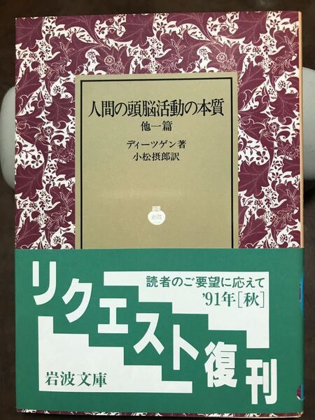 岩波文庫 人間の頭脳活動の本質 他一篇 ヨゼフ・ディーツゲン 小松摂郎 復刊帯カバー 未読美品
