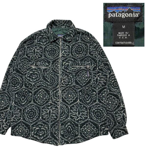 美品 USA製 95年 Patagonia 総柄 シンチラ オーバーシャツ
