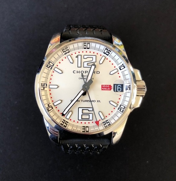 ◆希少 文字盤白 CHOPARD ショパール ミッレミリア グランツーリズモ XL 自動巻 メンズ腕時計 クロノメーターSS/ラバー