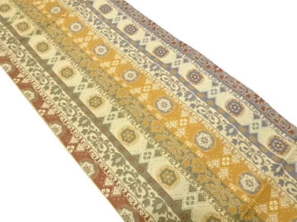 ys7219030; 宗sou 縞に花更紗模様織出し袋帯【着】