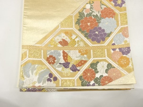 ys7235447; 宗sou 切りばめ風 花蜀江に蝶模様織り出し袋帯【着】