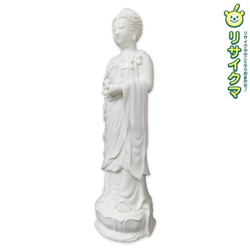 M▽釈迦如来像 立像 白磁 仏像 (38118)（特注の仏像販売・仏像