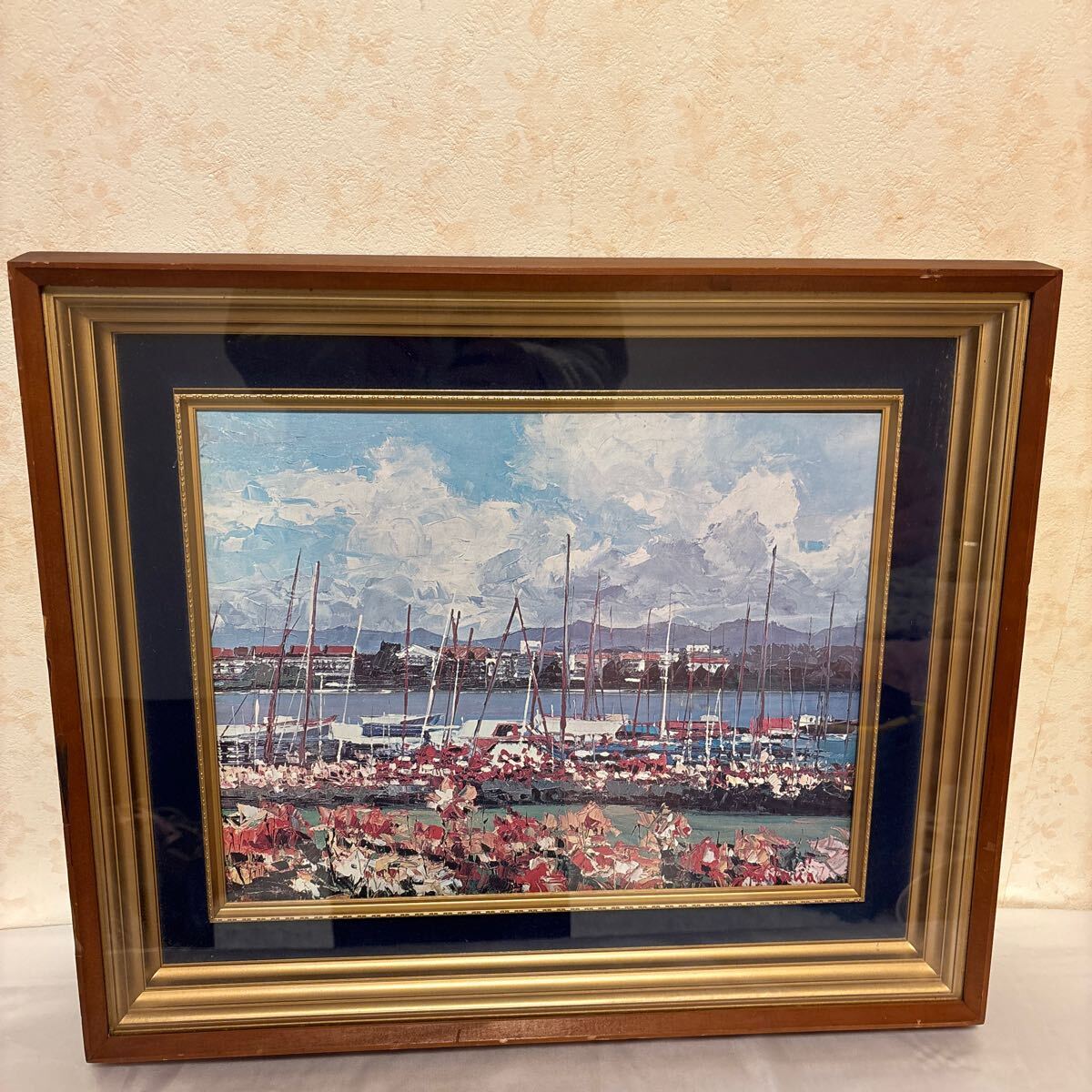 大澤喜一 川沿いの風景 油彩画 F6号 美術品・アンティーク