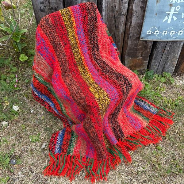 【USA vintage】granny blanket rug ブランケット ラグ