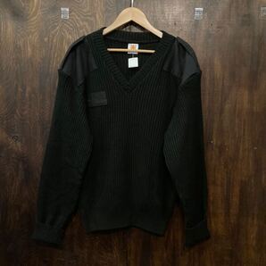 アメリカ古着 school apparel inc コマンドニット コマンドセーター 黒 Lサイズ Vネック ミリタリーニット