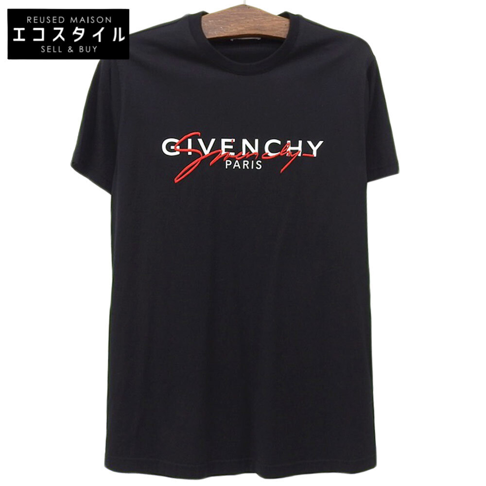 美品 GIVENCHY ジバンシィ コットン ロゴTシャツ トップス レディース ブラック XS BM70UK3002