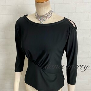 ★送料無料★【MERRY】 新品 社交ダンス トップス 黒 2912 レッスン シンプル ラテン ワルツ 衣装 パーティ スタンダード