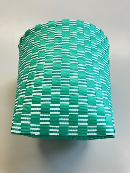 (みな・みな)ハンドメイド PPバンドゴミ箱用かご 11*11 15段 緑×緑ストライプ