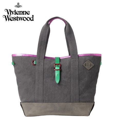 ○★新品未使用 Vivienne Westwood (ヴィヴィアンウエストウッド) メタリックミリタリー トートバッグ グレー系★○