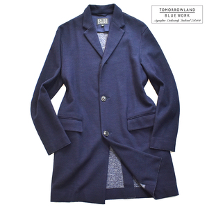 【定価6万】 美品 トゥモローランド BLUE WORK 至極◎!!! チェスターコート メンズXS ネイビー 紺 ブルーワーク 日本製 tomorrowland