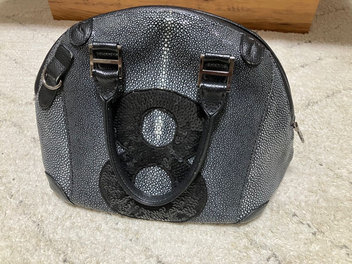 muta ムータ ガルーシャ革 エイ革 ネイビー ハンドバッグ 美品