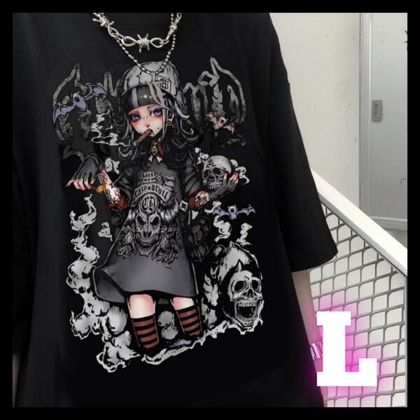 病みかわTシャツ 地雷系 半袖 原宿系 女の子 ゴスロリ 量産型 黒 2c6