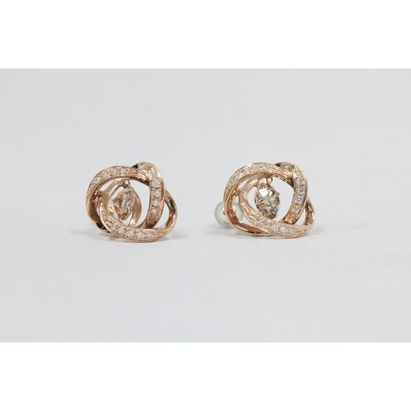K18PG ピンクゴールドピアス ダイヤモンド装飾 1.061ct/1.024ct 6.0g