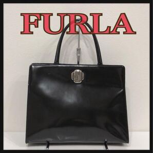 送料無料!!☆FURLA☆ フルラ ハンドバッグ ブラック エナメル シンプル レディース