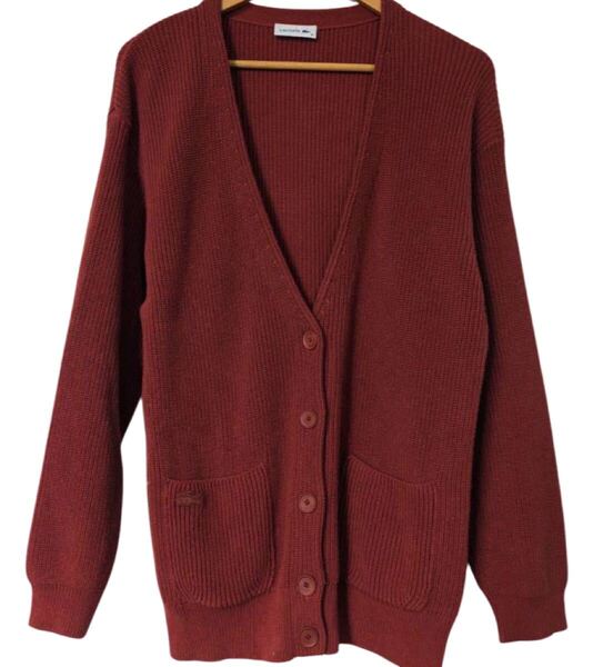 LACOSTE High-Quality Knit Cardigan with a Relaxed Oversized Silhouette ビッグシルエット高品質ニットカーディガン 長袖 定価約30000円