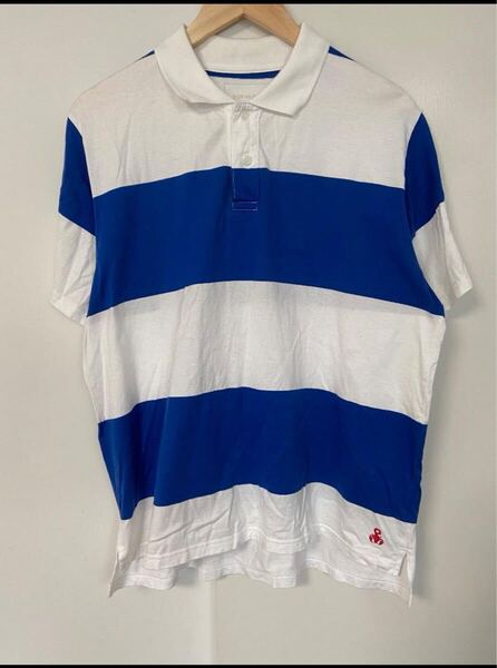 SOPHNET 半袖ボーダーポロシャツ S 白×青 日本製 リラックスシルエット SOPHNET S/S Border Polo Shirt S White×Blue Made in Japan