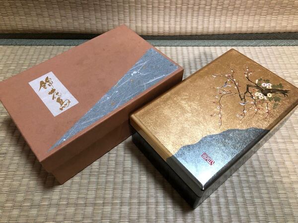 大和宝石箱 オルゴール 錦花鳥 洋金箔 樹脂製 潮騒のメロディー 内祝い 贈り物 記念品 金沢箔工芸品 真鍮箔 青・銀箔(管理番号ai03:60