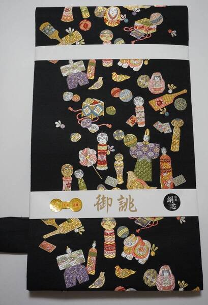 新品即決!人気の山下織物です。即日発送可能!!訪問用袋帯70-78相馬紀行(黒)絹芯