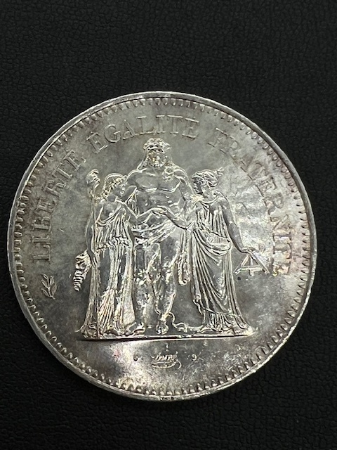 フランス ヘラクレス 50フラン 1976年 大型銀貨 銀貨保証 美術品