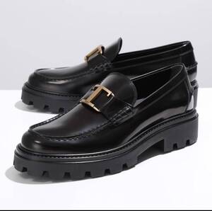 新品 TOD'S トッズ T タイムレス ローファー 厚底 レザー シューズ 短靴 革靴 チョコレート チャンキー ダブルエイチ