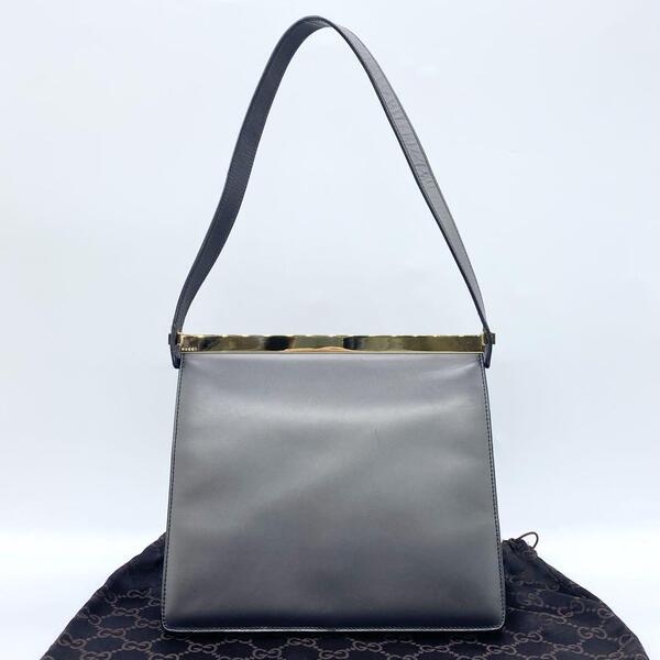 GUCCI グッチ ショルダーバッグ 肩掛け レザー グレー シルバー g00654