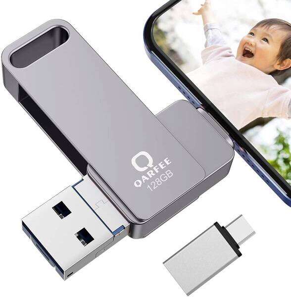 128GB iPhone USBメモリ 4in1 PC/Andrd/IOS対応 黒