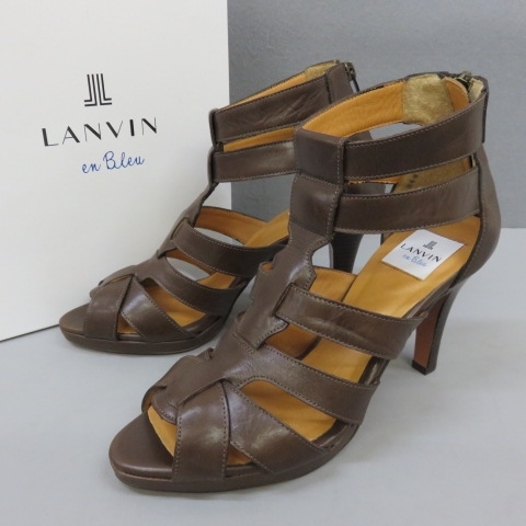 H131★LANVIN en Bleu ランバンオンブルー サンダル 24.5cm 茶 12/13★A