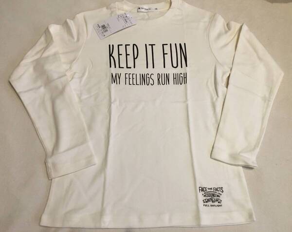 新品 THE SHOP TKスムースロゴ長袖Tシャツ オフホワイト(003)14(140cm)