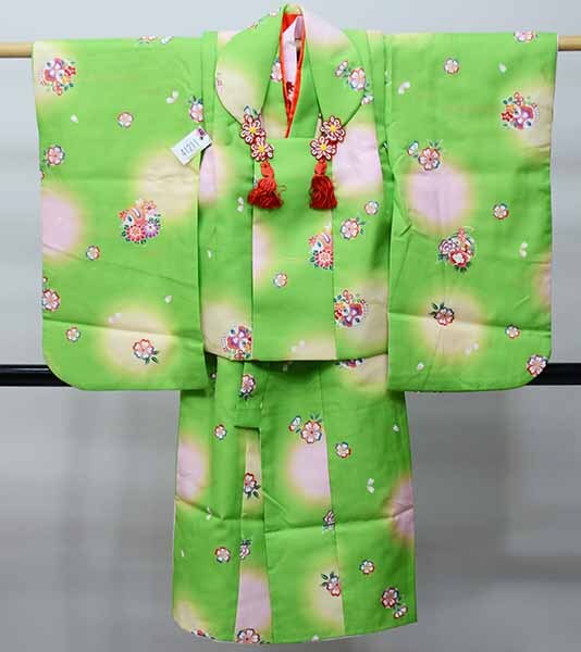 七五三 三歳 女児 被布着物フルセット 半衿縫い付け済み NO35293 七五三 女の子 着物 3歳 8点セット 被布 5柄 2023 赤 ピンク