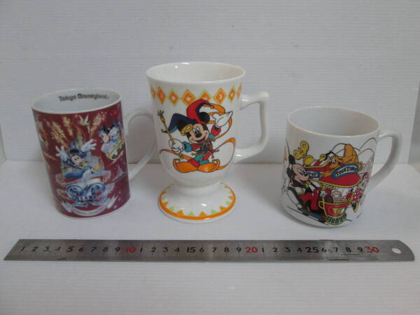 東京ディズニーランド ミッキマウス 15周年記念 20周年記念 1996年 陶器 マグカップ 3個で 未使用か美品