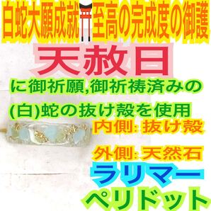 1個≪対応サイズ:3号~27号≫指輪お守り【天赦日ご祈祷】メモリーオイル ラリマー チャクラ ペリドット 御神環 白蛇の抜け殻 財布 24