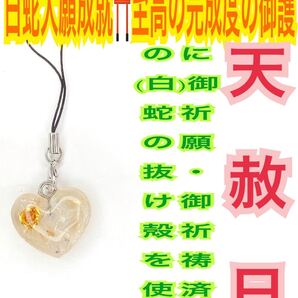金運上昇 チャーム 白蛇の抜け殻 メモリーオイル オルゴナイト ルチルクォーツ ハート 小 金運全般 白蛇のお守り【天赦日ご祈祷済み】13