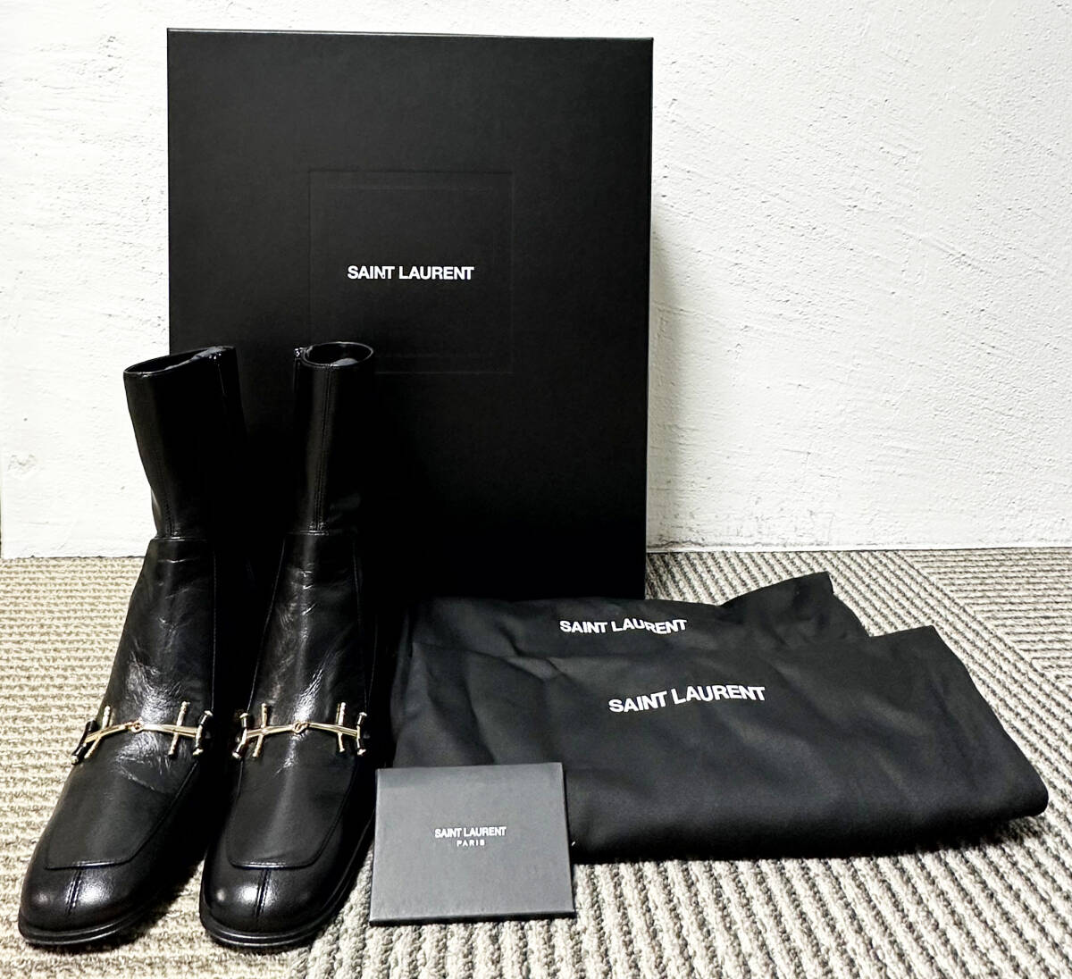 SANT LAURENT ショートブーツ ブラックカーフ 37 アンソニー・バカレロ saint laurent by anthony vaccarello サンローラン