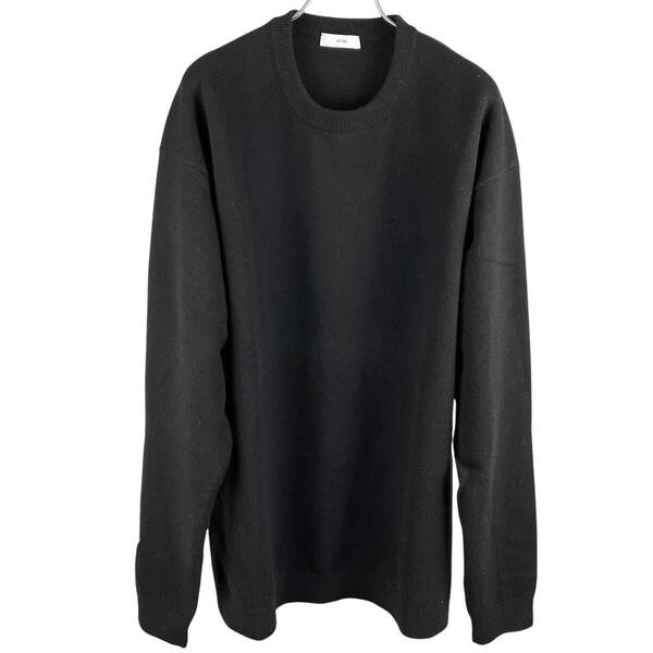 ATON(エイトン)Wool Crew Neck Knit Tops (black)