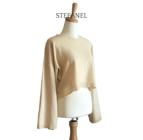 【STEFANEL】 ショート丈 ワイドスリーブプルオーバーニット