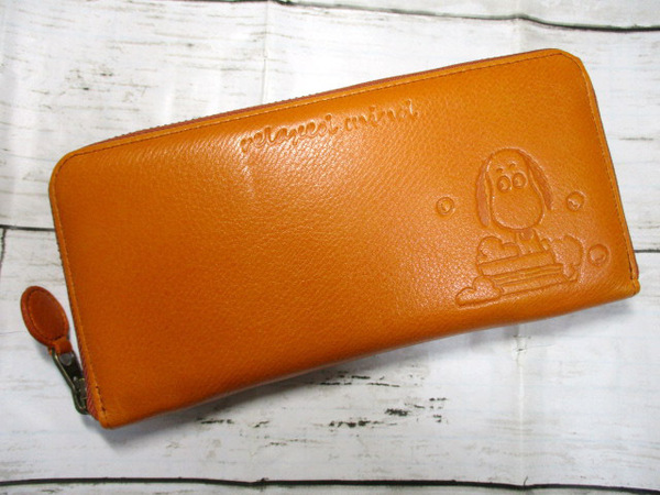 新品 財布 レディース 長財布 ラウンド スヌーピー SNOOPY Peanuts ブランド 本革 牛革 relaxed mind パステルカラー 最新作 オレンジ