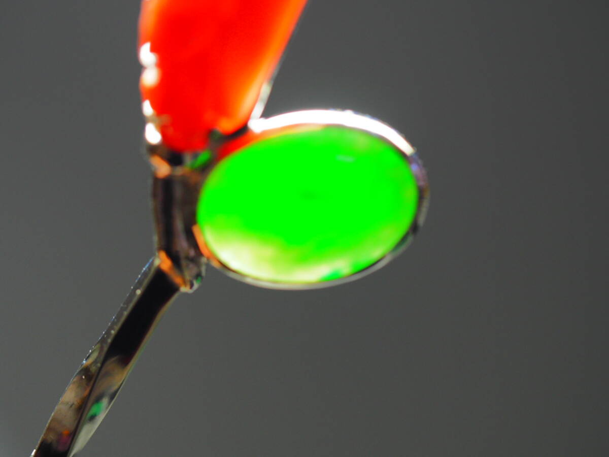 簪 SV 和装 鑑賞 天然珊瑚 唐草紋 天然無処理ヒスイ